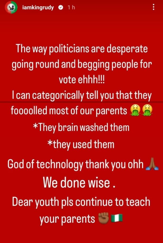 Paul Okoye has said that the recent trend of politicians